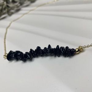 Black Tourmaline gold plated necklace